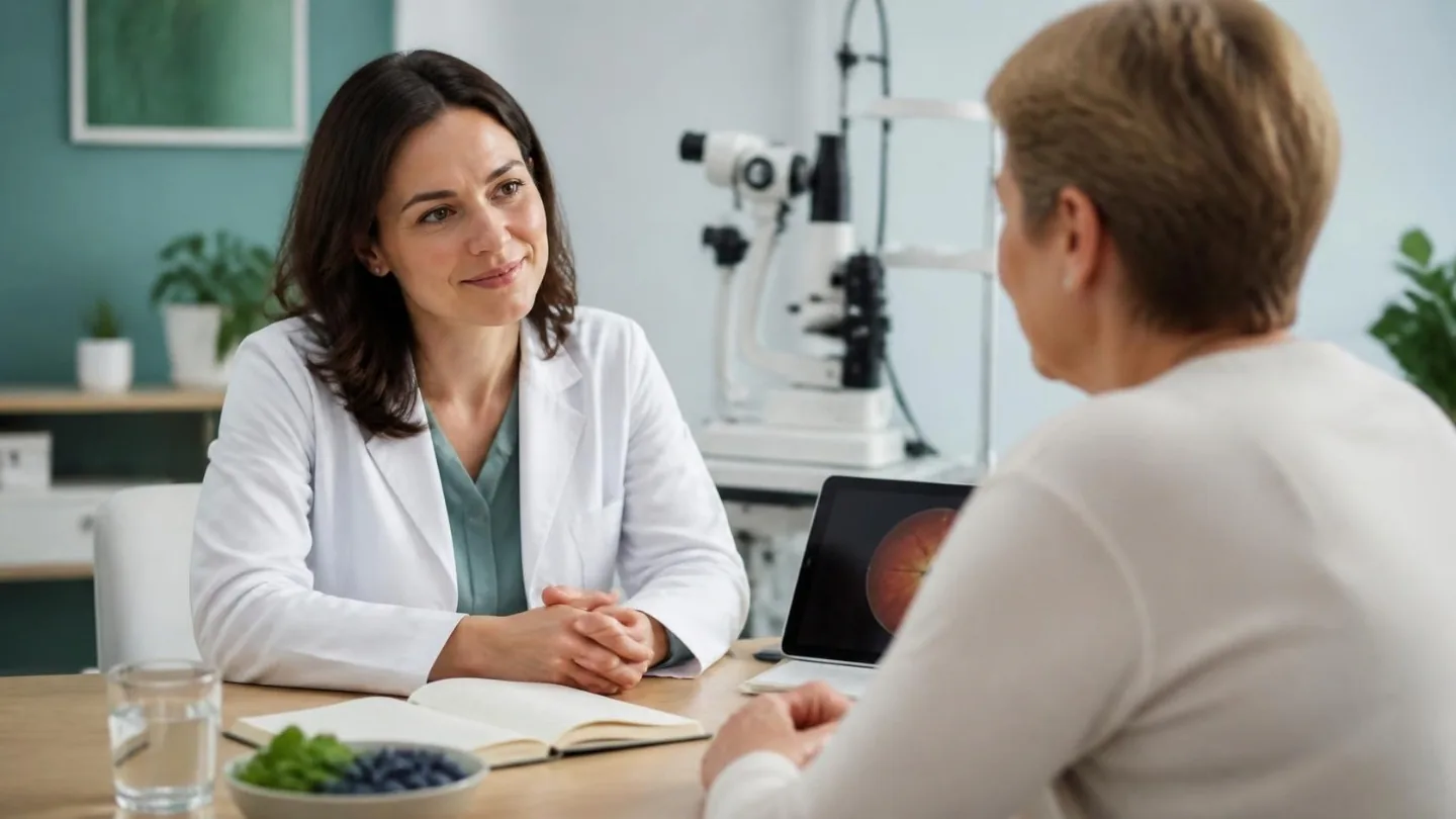 Consulta de oftalmología integrativa con una paciente