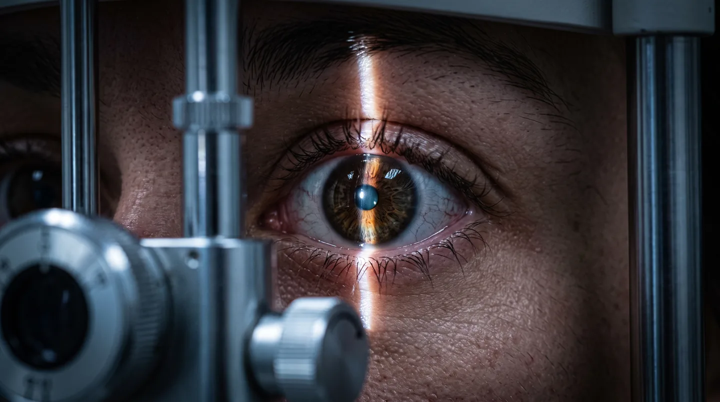 Slit lamp examination of the cornea before keratopigmentation
